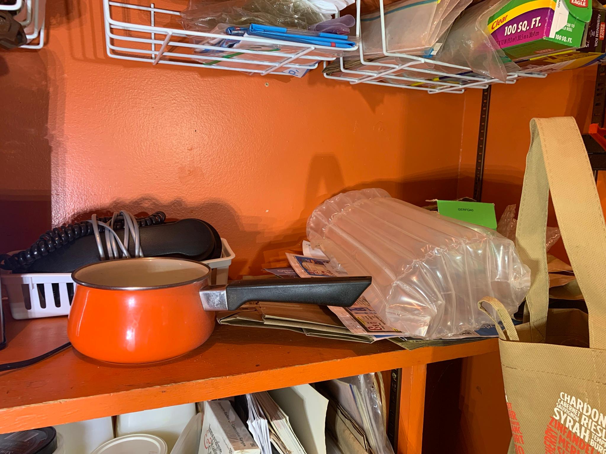 Pantry Cleanout - Pots, Pans, Casserole Dishes, Measuring Cups, Brooms & More. See Photos.