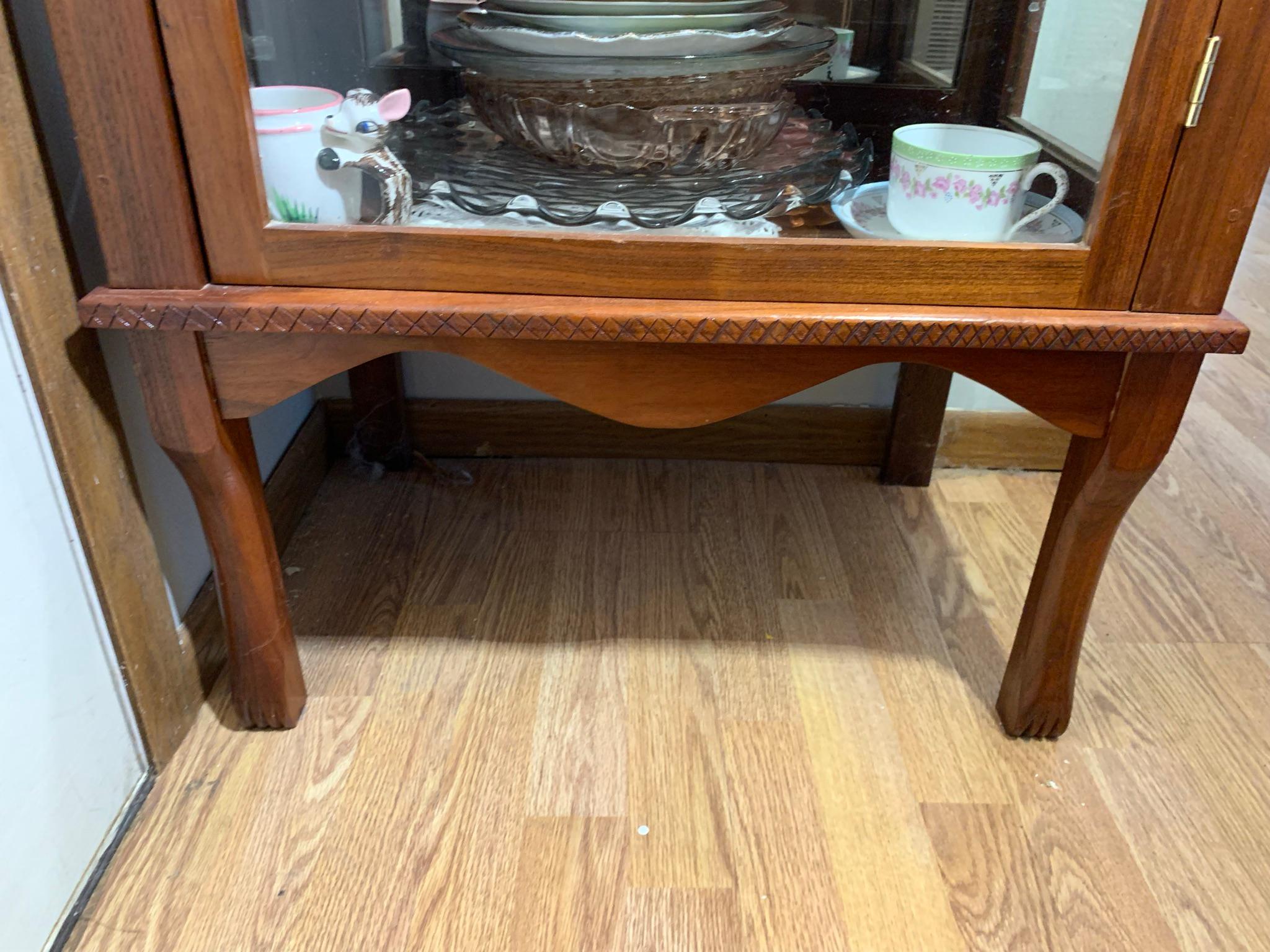 Antique Oak and Glass Curio Cabinet