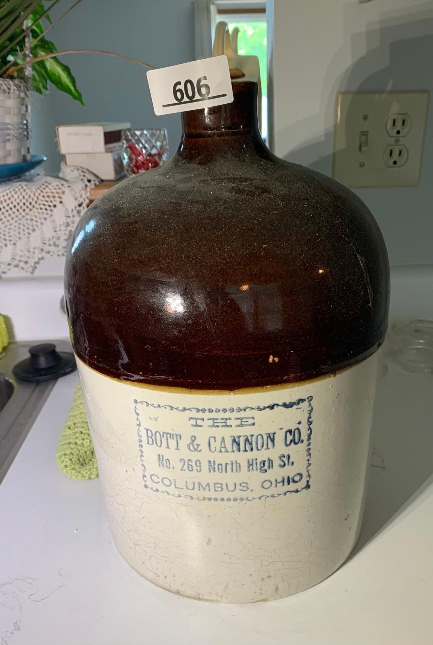 Bott & Cannon Co. Stoneware Jug Columbus Ohio