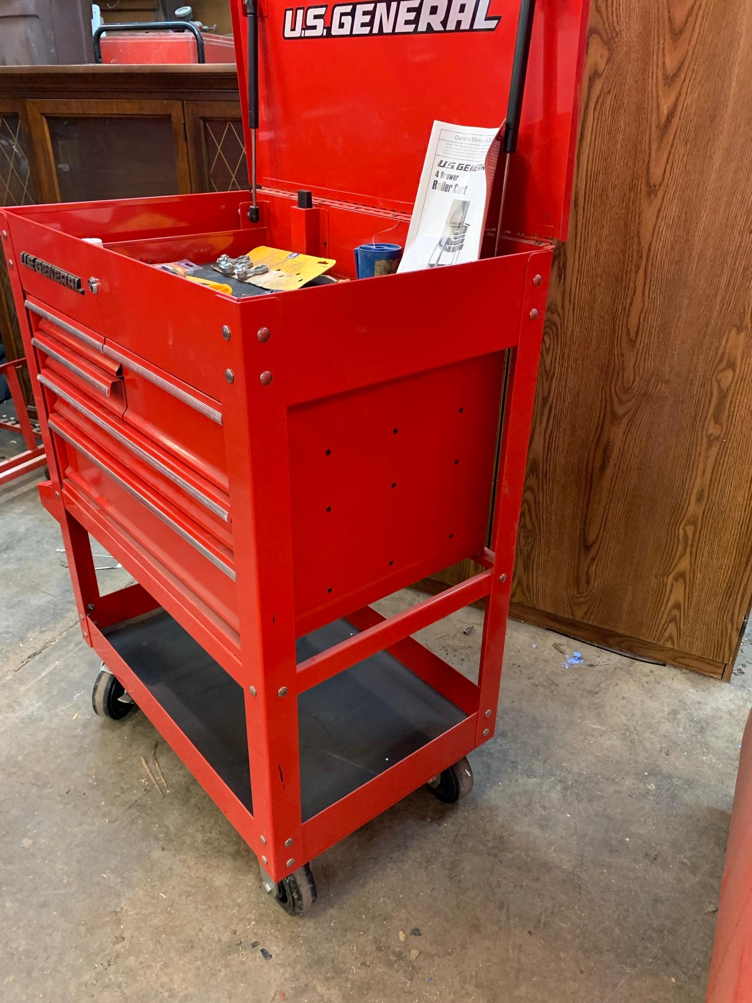 U.S. General 5 Drawer Roller Tool Box Cart with Keys