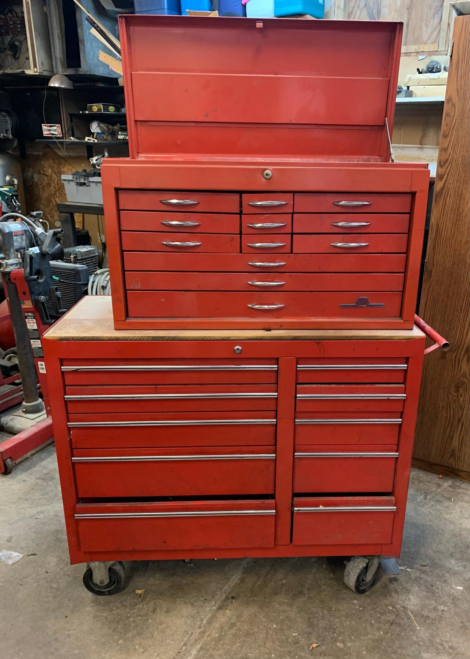 Napa Top Tool Box & Unknown Maker Bottom Box.  NO KEYS