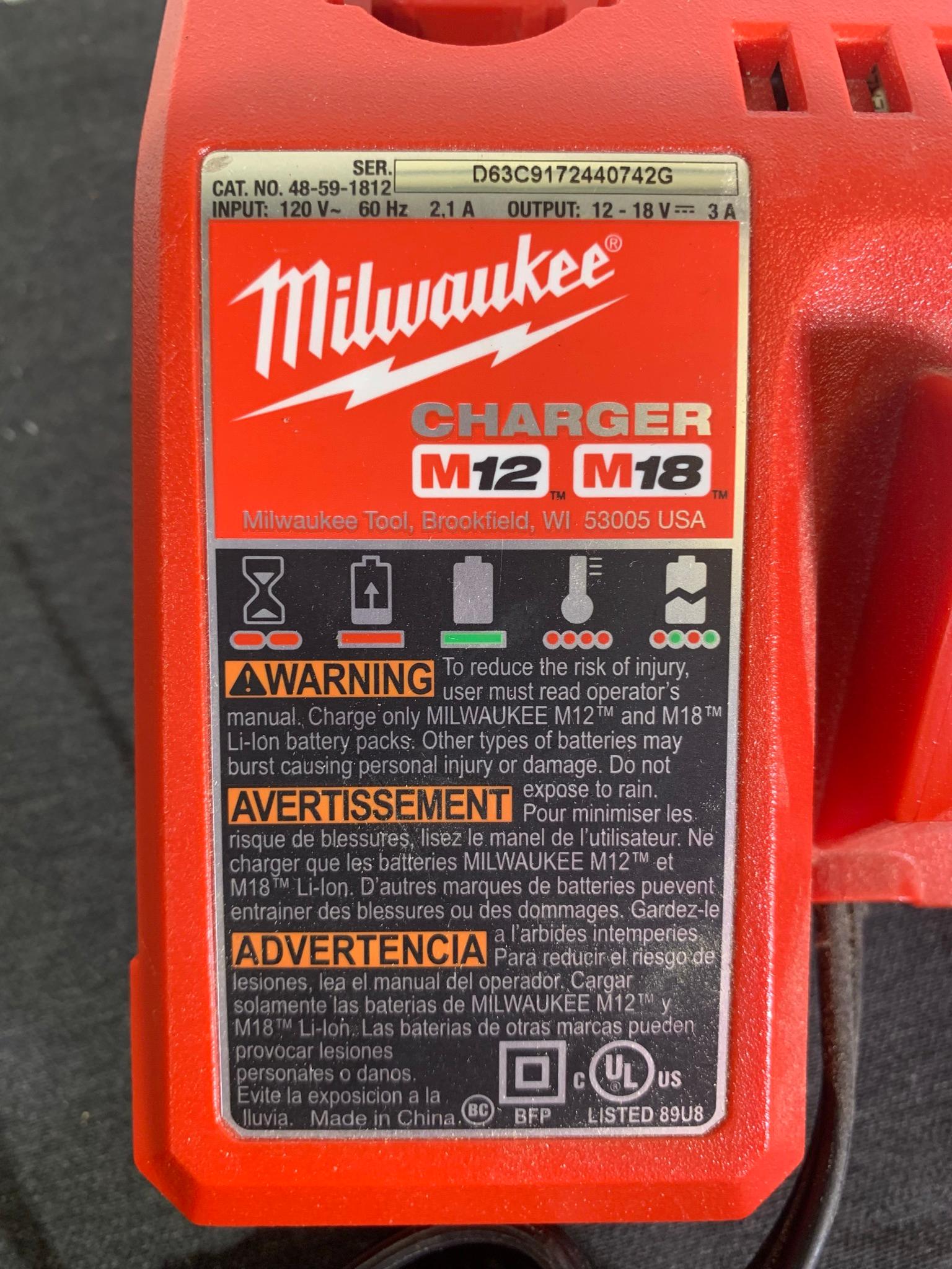 Milwaukee M12 & M18 Charger with 2 M18 Lithium Batteries