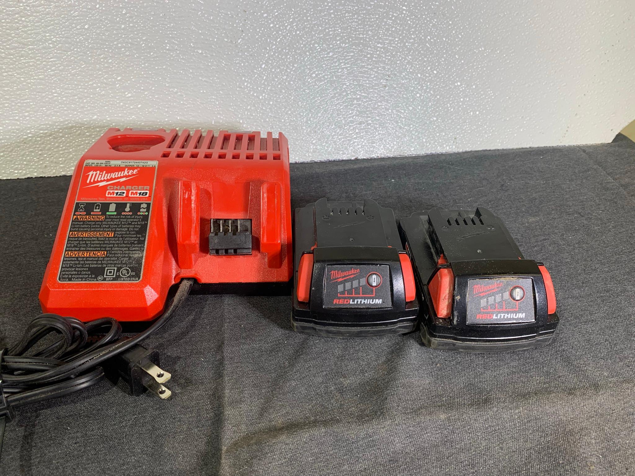 Milwaukee M12 & M18 Charger with 2 M18 Lithium Batteries