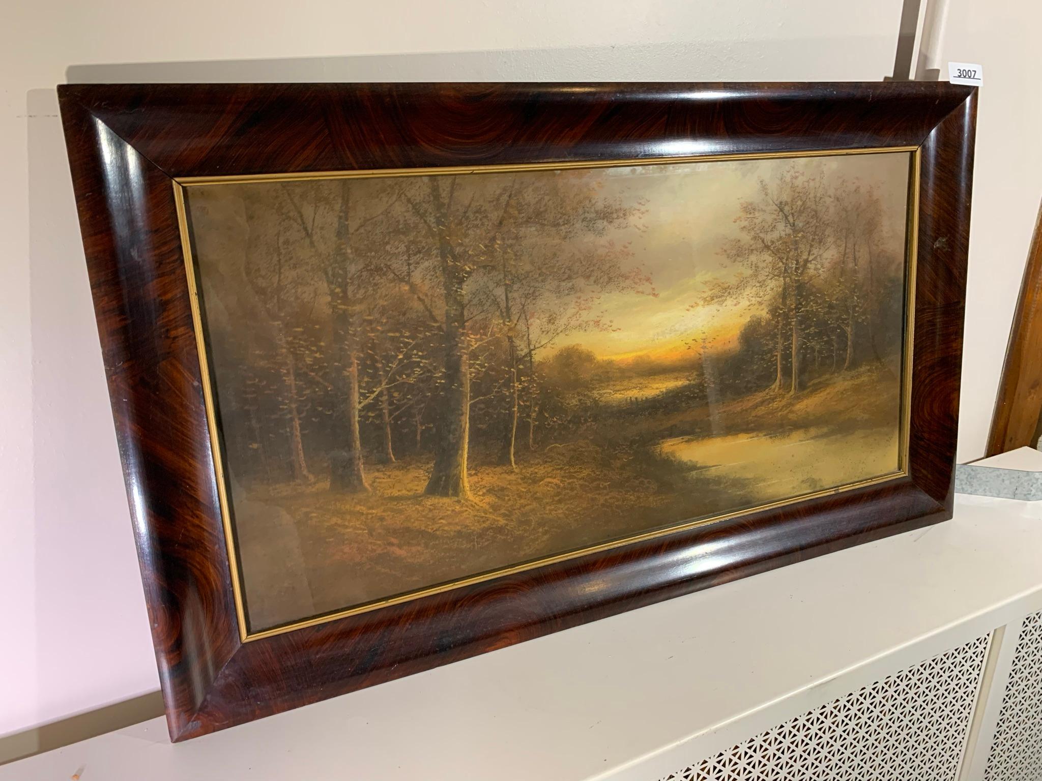 Antique Reverse Painted Scene in Frame