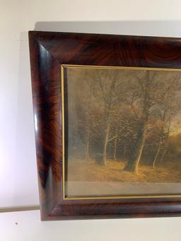 Antique Reverse Painted Scene in Frame