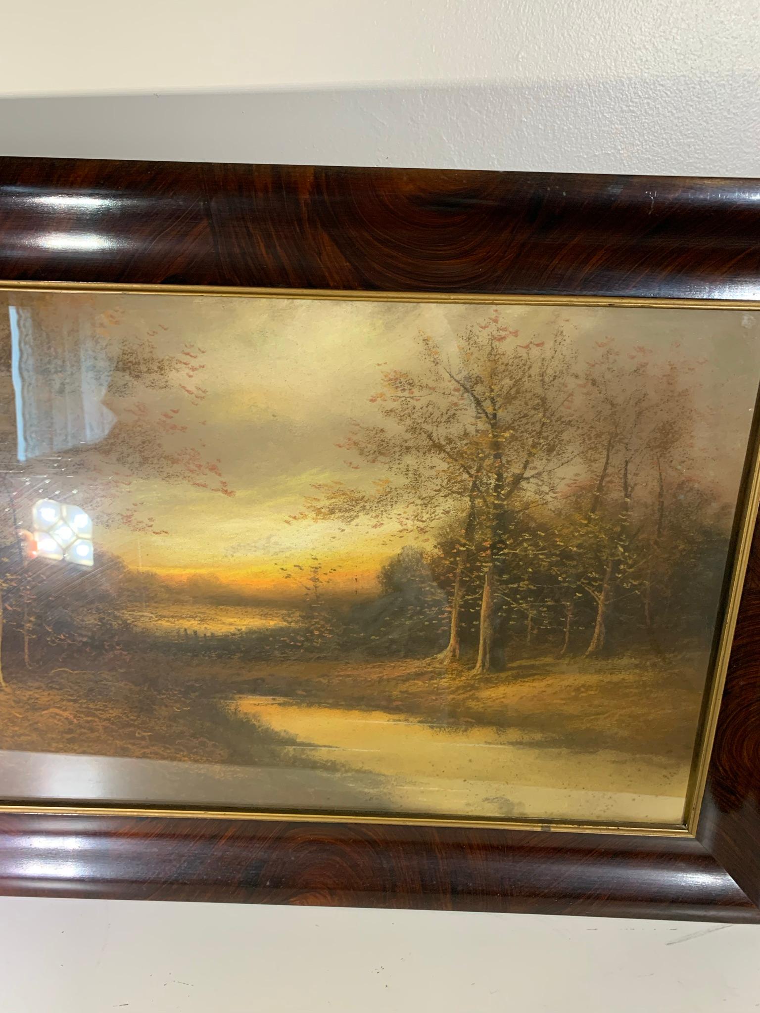 Antique Reverse Painted Scene in Frame