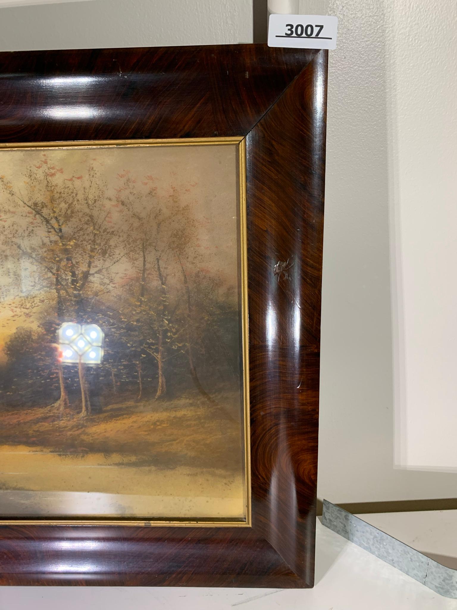 Antique Reverse Painted Scene in Frame