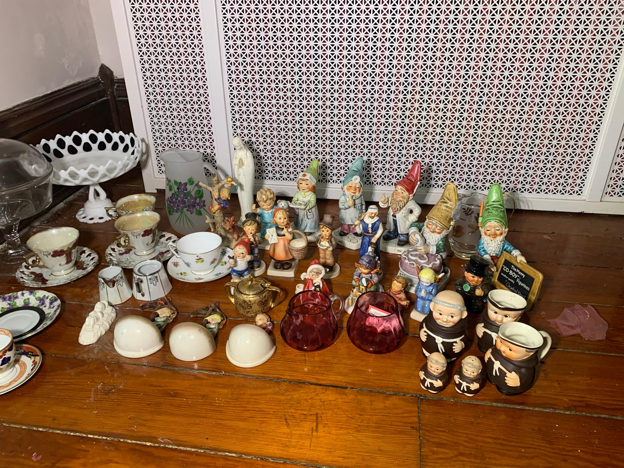 Group of Figurines - Early Goebel, CO-BOY by Goebel, Tea Cups, Glassware & more