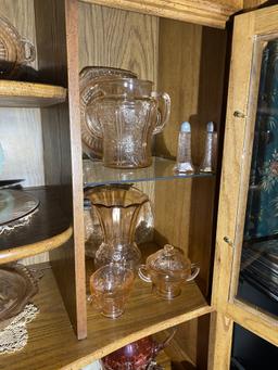 Cupboard lot of Pink Depression Glass