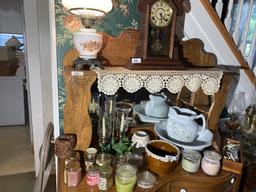 Antique Style Oak Server Cabinet With Mirror