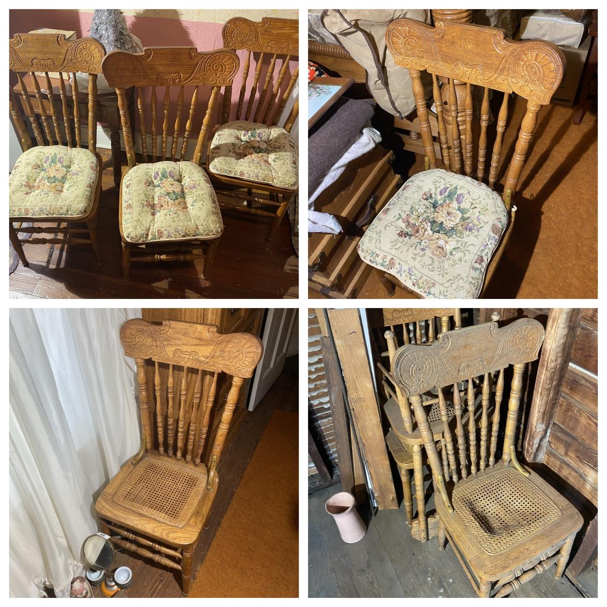 8 Antique style Pressed back dining Room Chairs