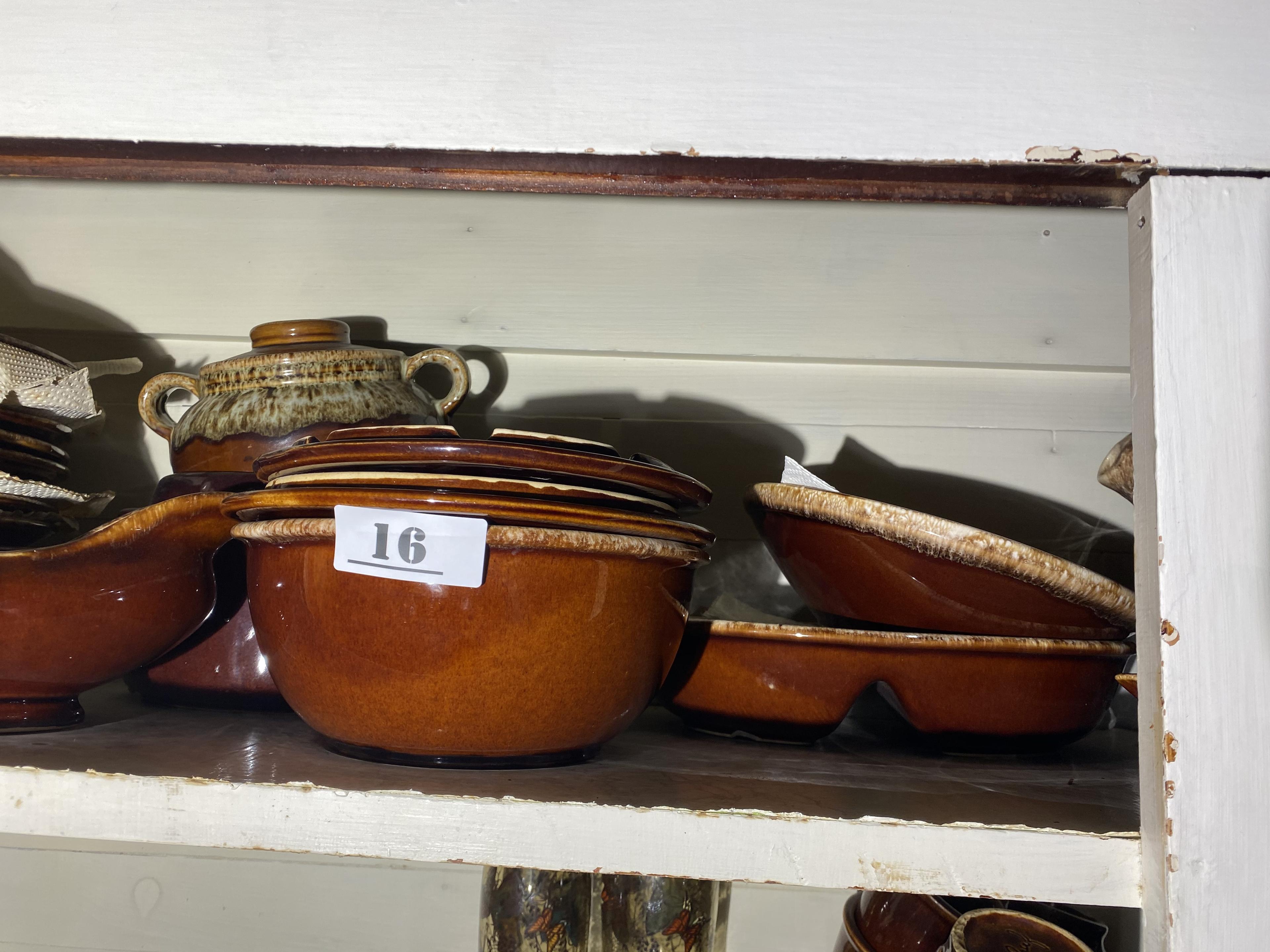 Very Large Lot of Vintage Hall Brown Drip Dinnerware