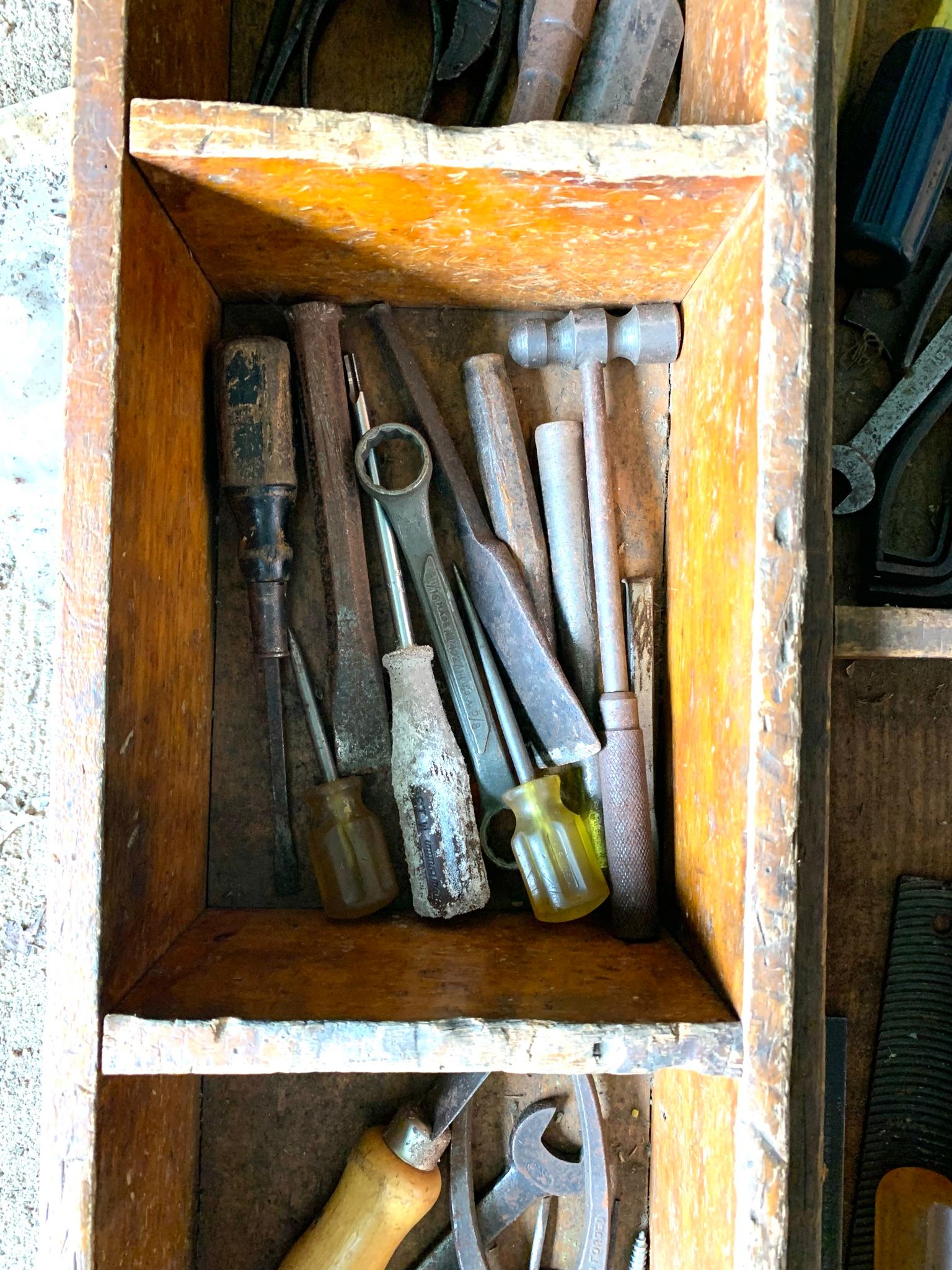 Nice Antique Tool Box w/Old Tools contents