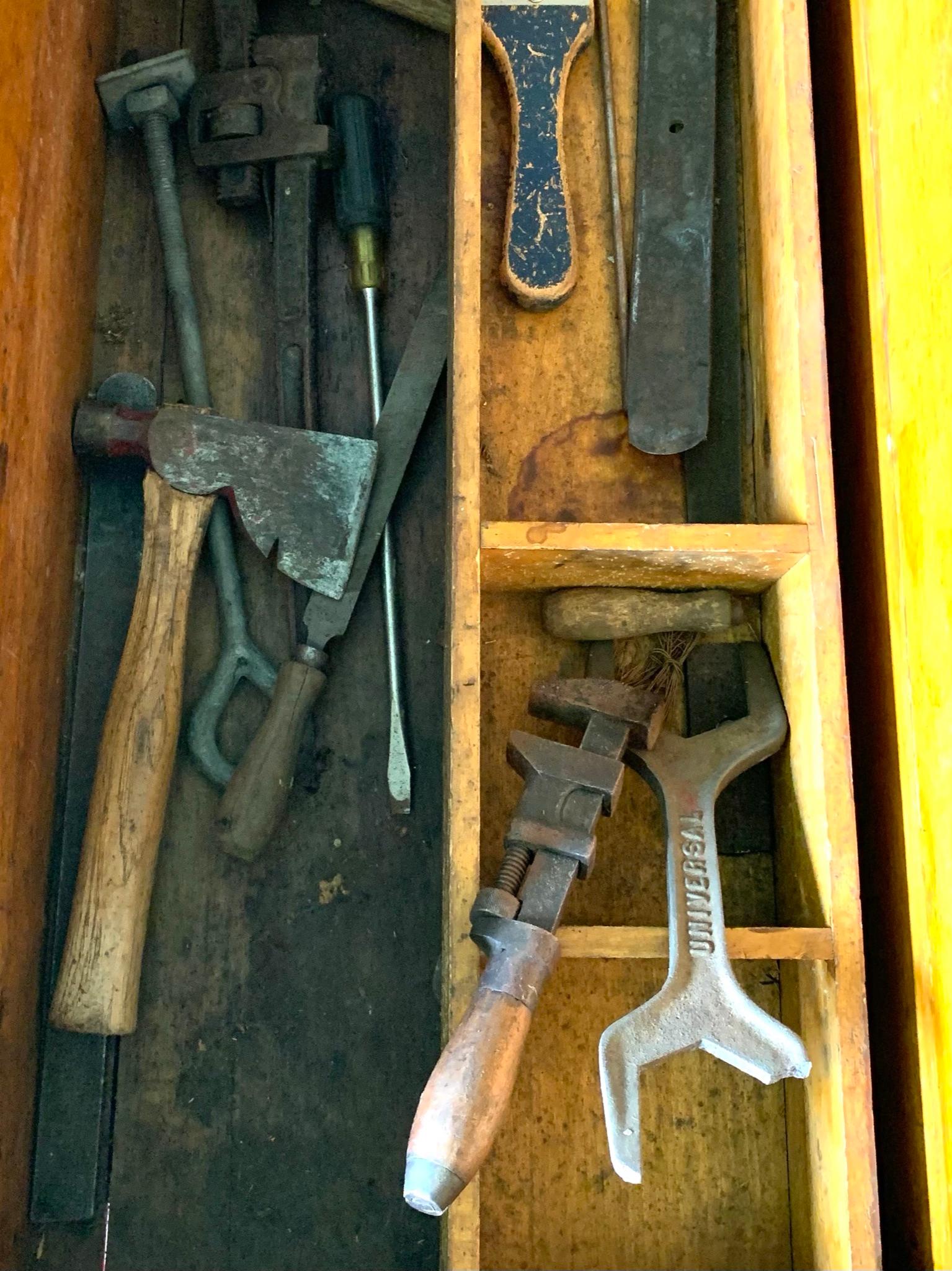 Nice Antique Tool Box w/Old Tools contents