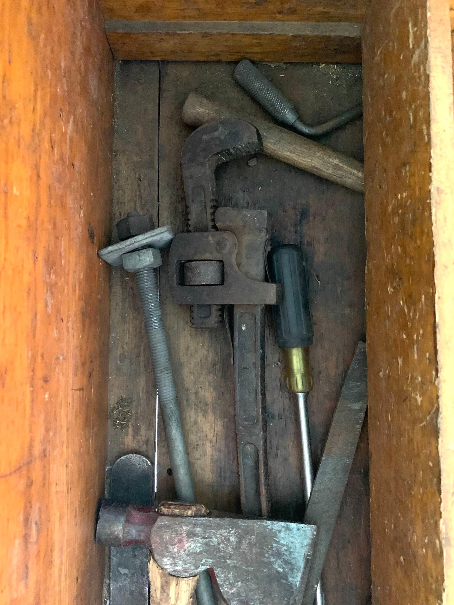 Nice Antique Tool Box w/Old Tools contents