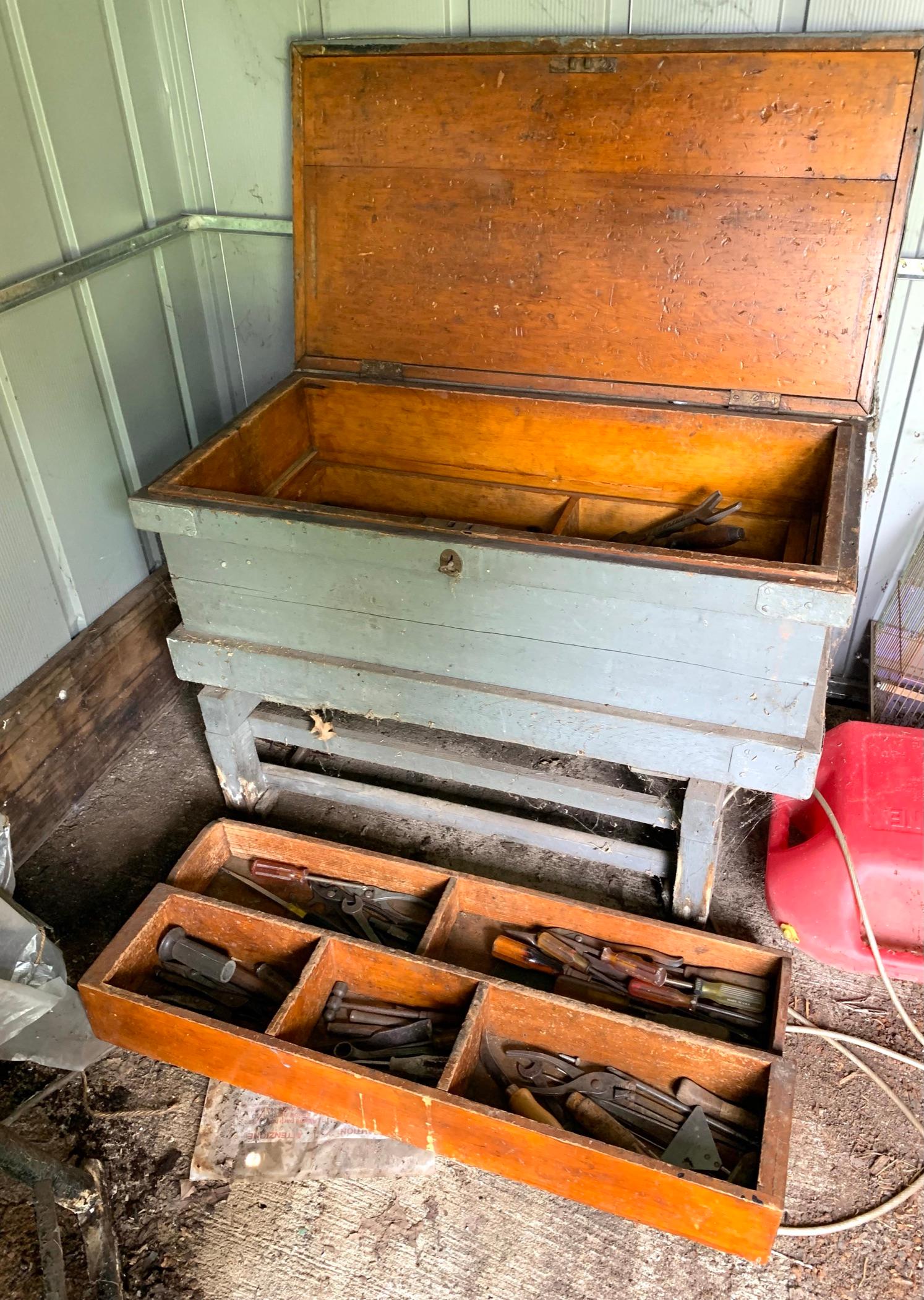 Nice Antique Tool Box w/Old Tools contents