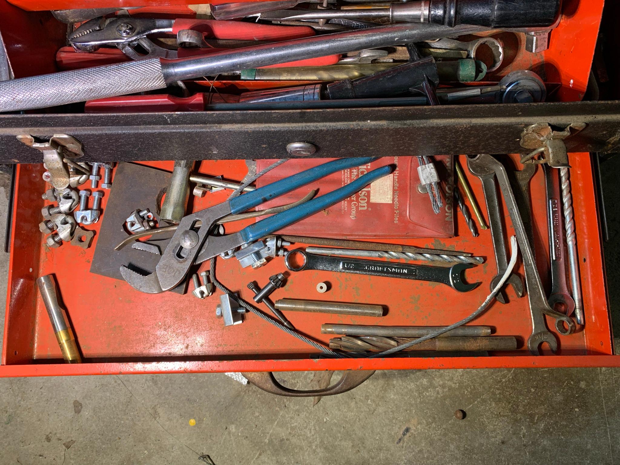 JCPenney Tool Box with Contents & Cadillac Fender Cover