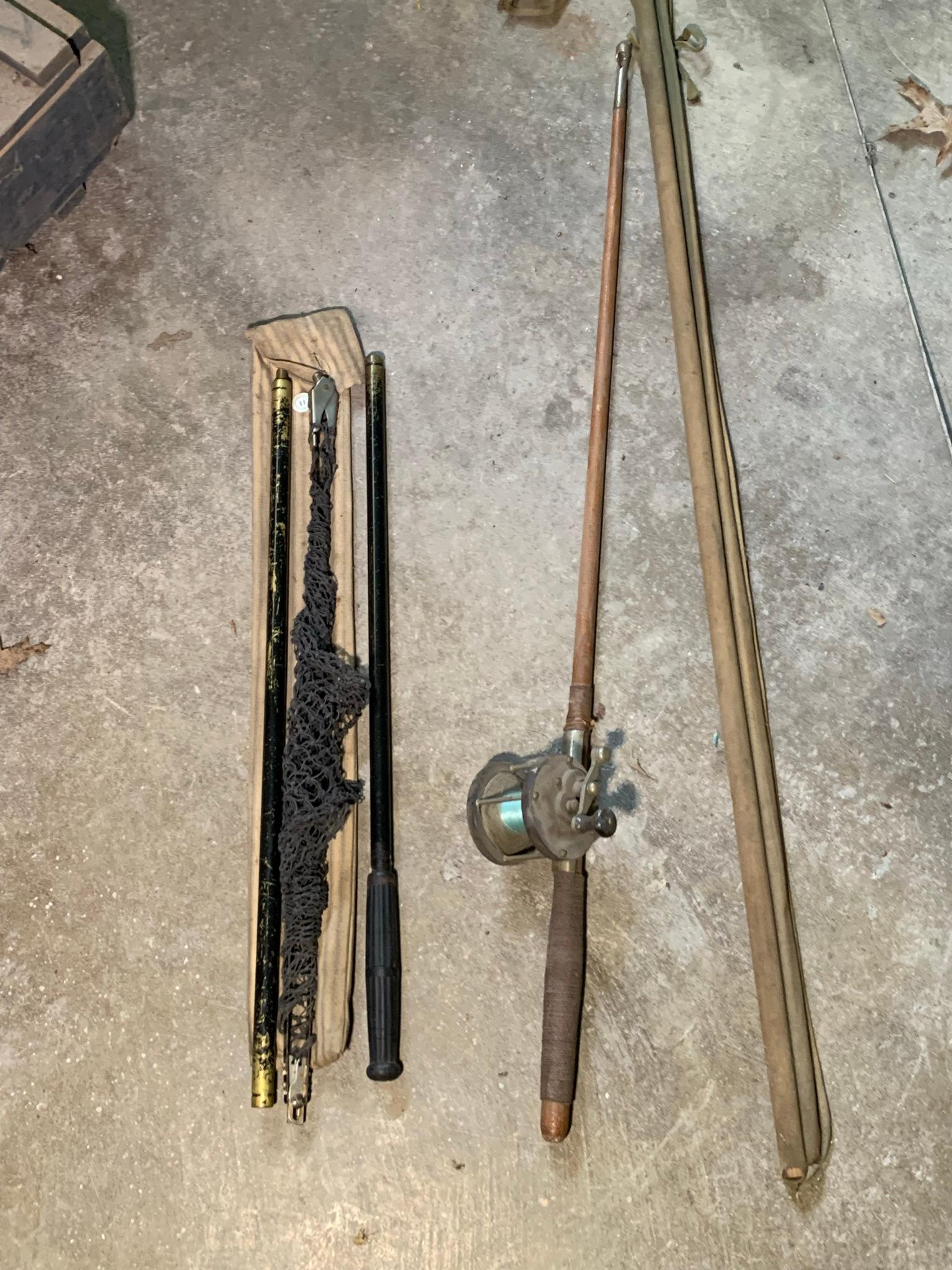 Great Group of Vintage Fishing Pools and Wooden Ammo Crate