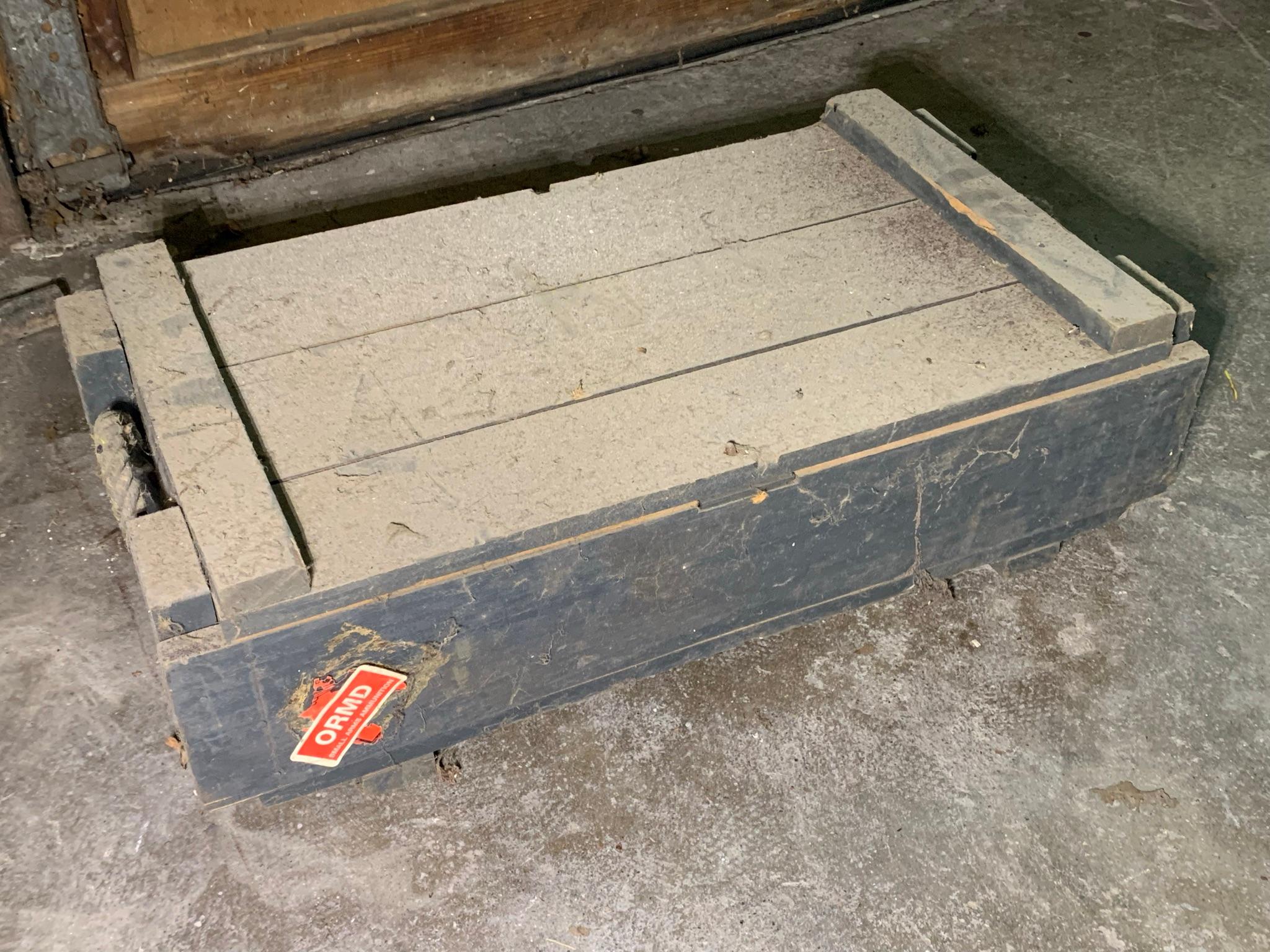 Great Group of Vintage Fishing Pools and Wooden Ammo Crate