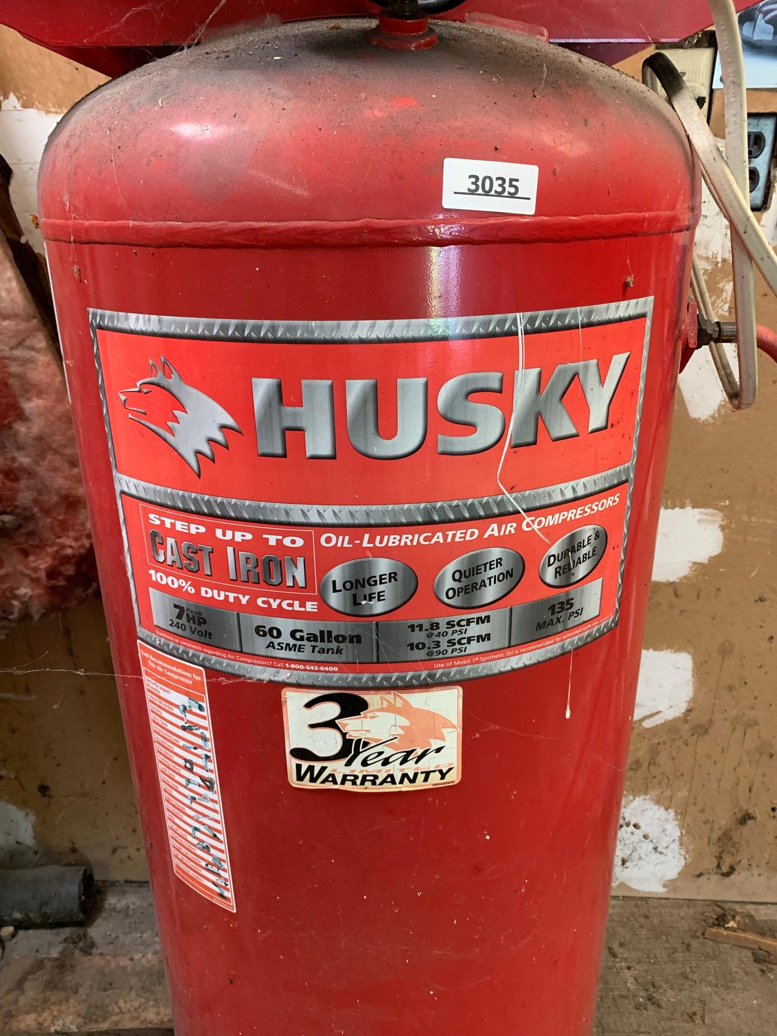 Husky 60 Gallon Air Compressor. 7HP.  In Working Order.