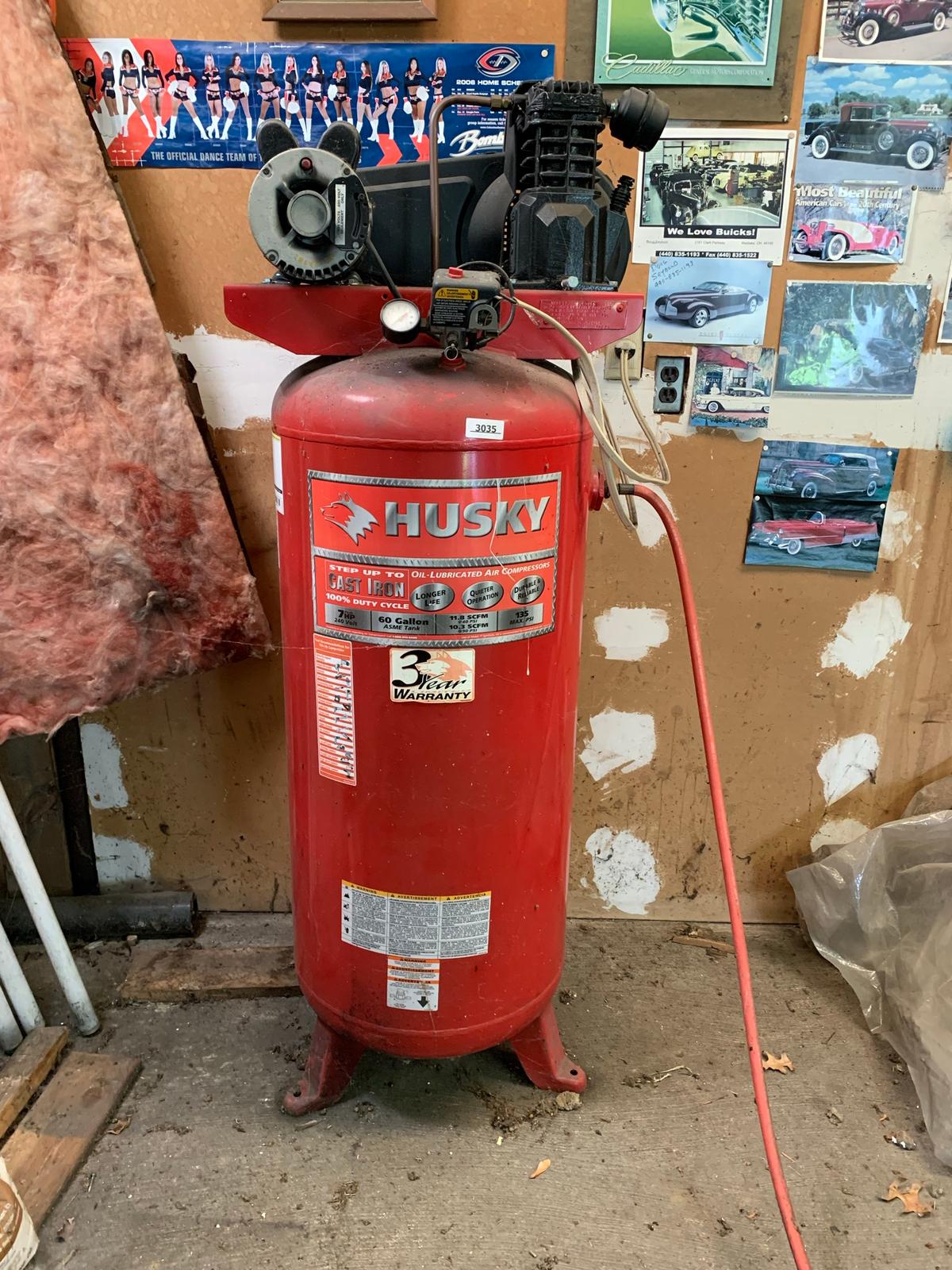 Husky 60 Gallon Air Compressor. 7HP.  In Working Order.