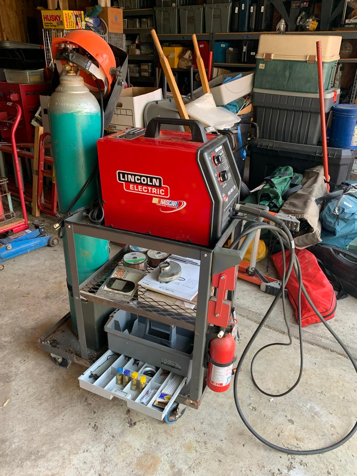 Lincoln Pro Mig 135 Welder with Tank, Cart, & Accessories.  See Photos