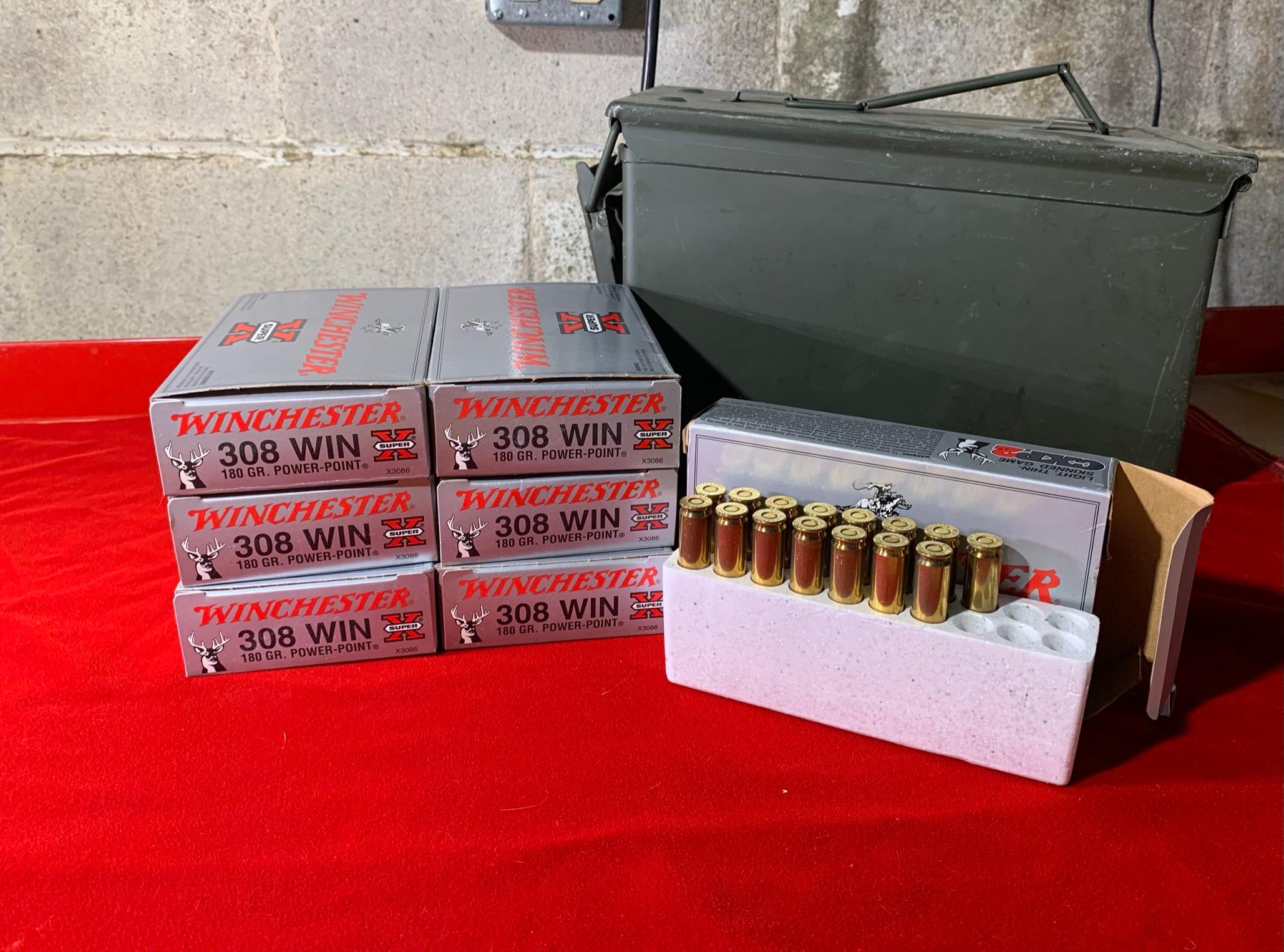6 Full Boxes of  Winchester 308.  180 Grain Ammunition.  Addition Half Box of  308 Ammunition and Am