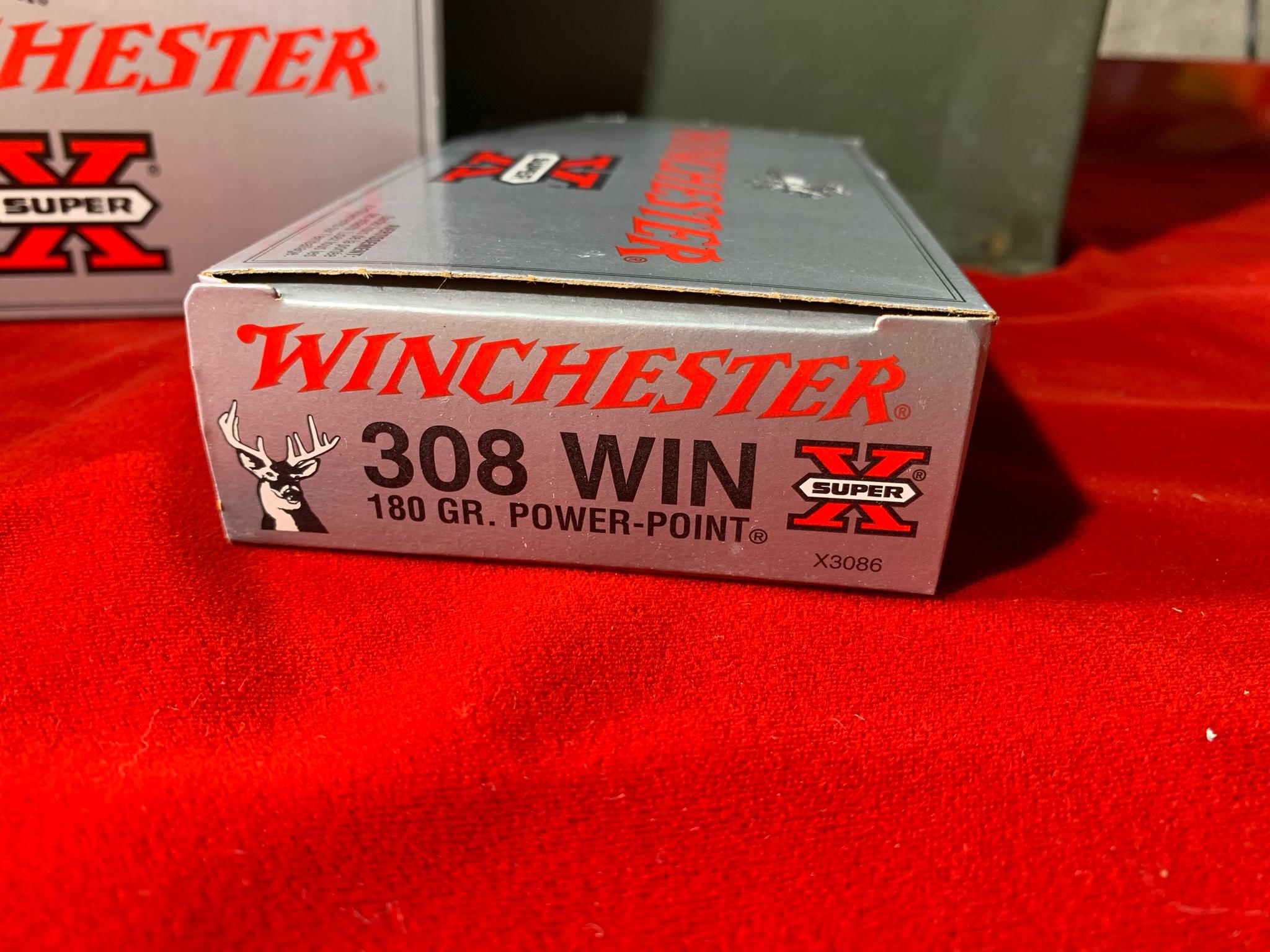 4 Boxes of Winchester 308 WIN 180 Grain. Power-Point Ammunition with Ammo Case