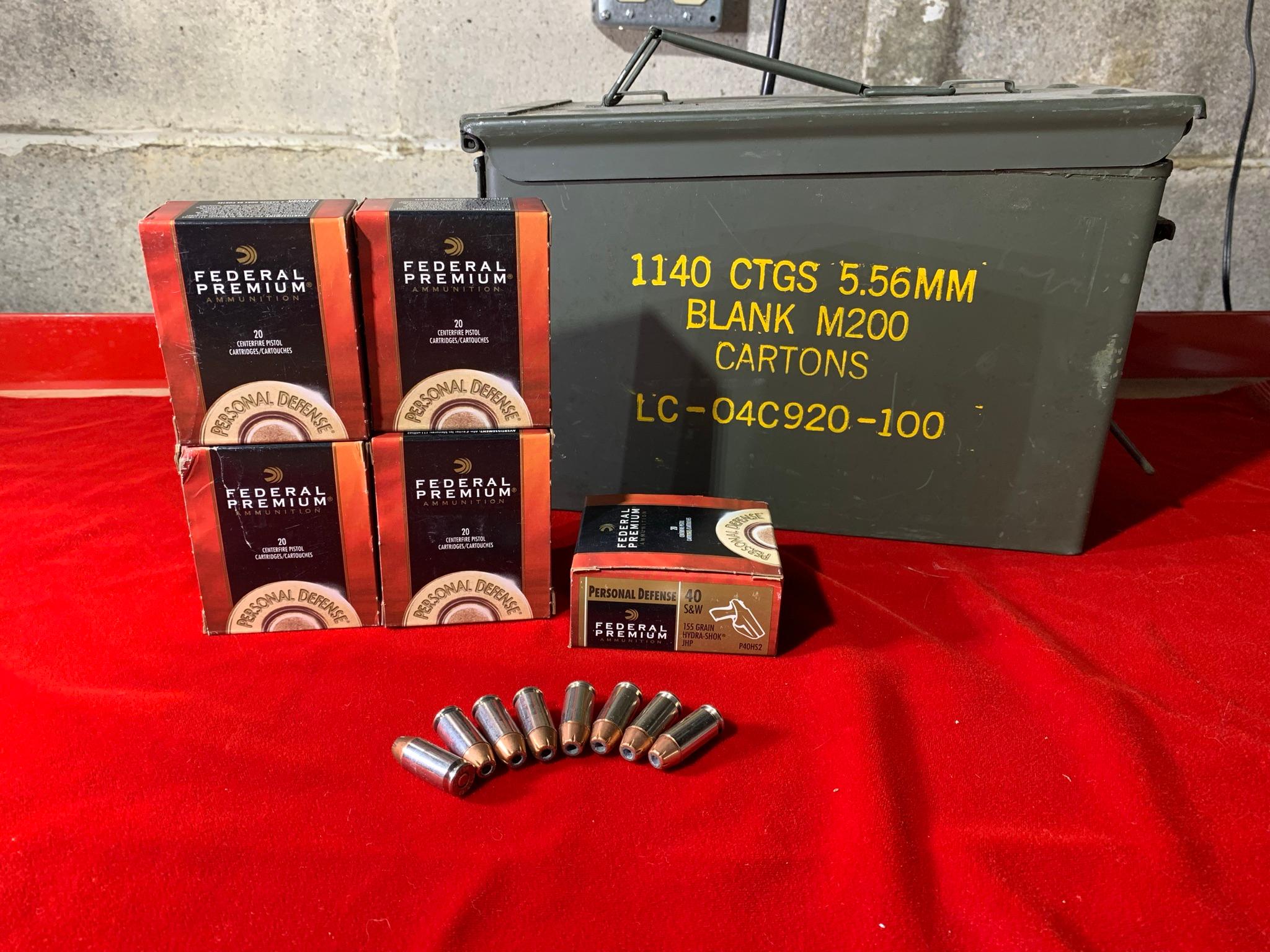 5 Boxes of Federal Premium 40 S&W 155 Grain Hydra-Shok Ammunition with Additional Loose Rounds