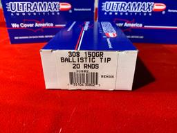 5 Boxes of Ultramax 308 150 Grain Ballistic Tip Ammunition