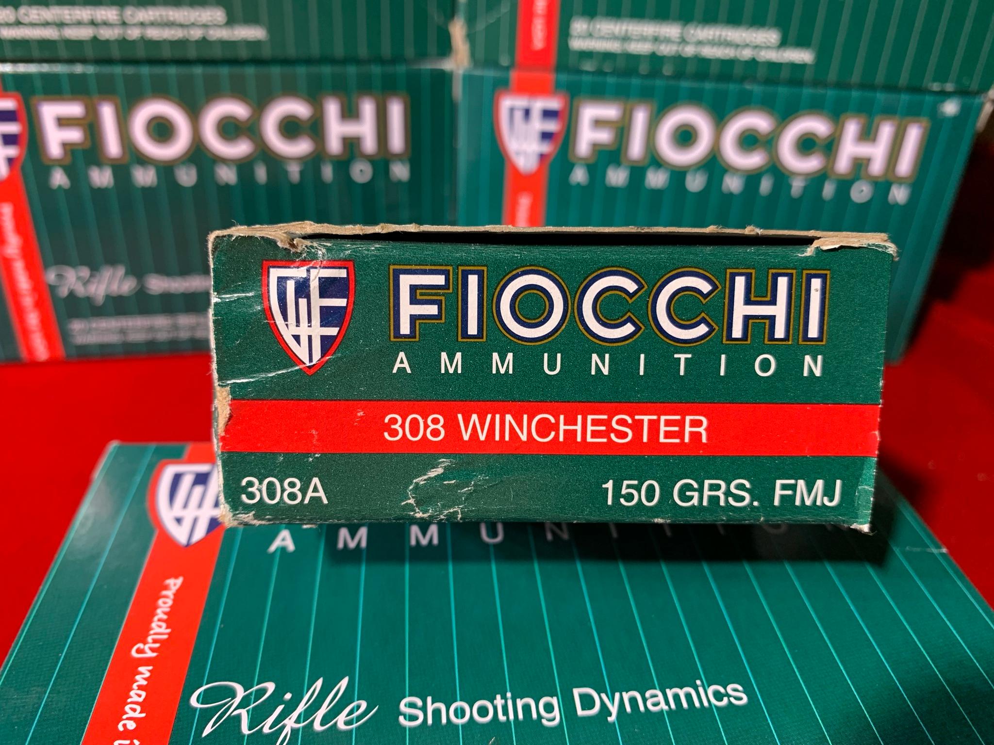 6 Boxes of Fiocchi 308 Winchester 150 Grain Ammunition with Ammo Box