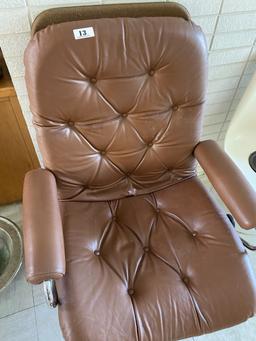 Vintage Made in Norway Retro Leather and Chrome Armchair