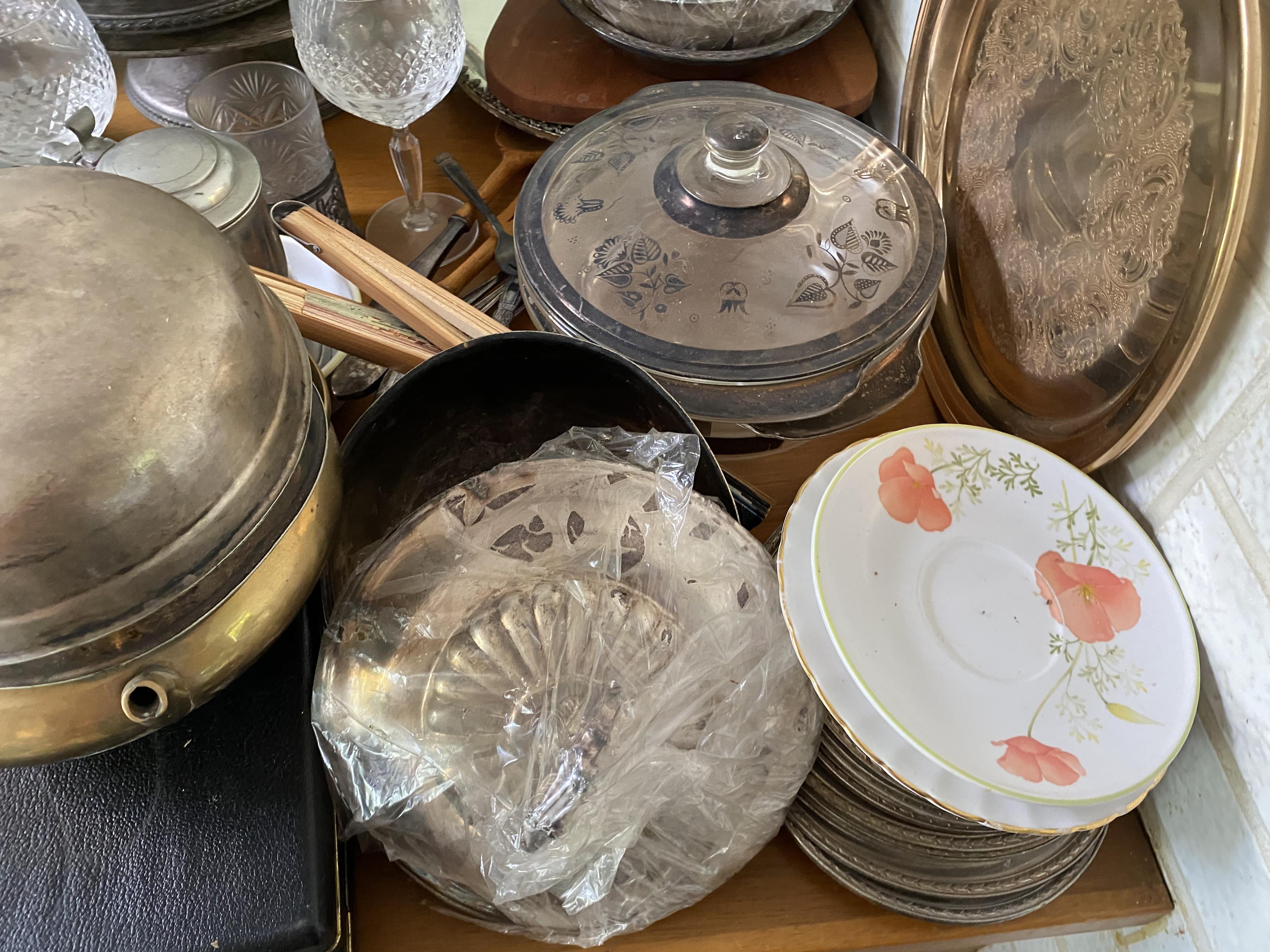 Large lot of assorted silverplate, china etc