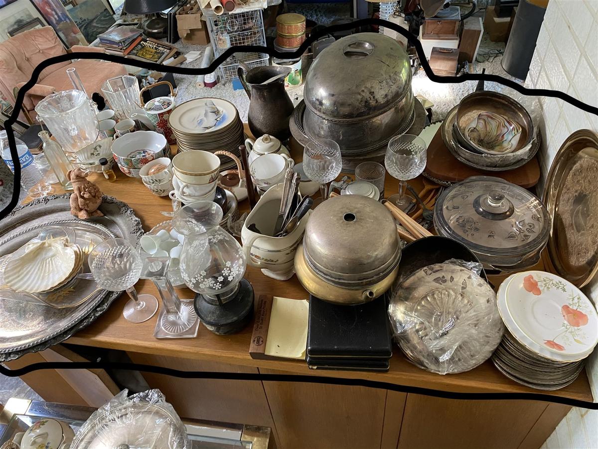 Large lot of assorted silverplate, china etc