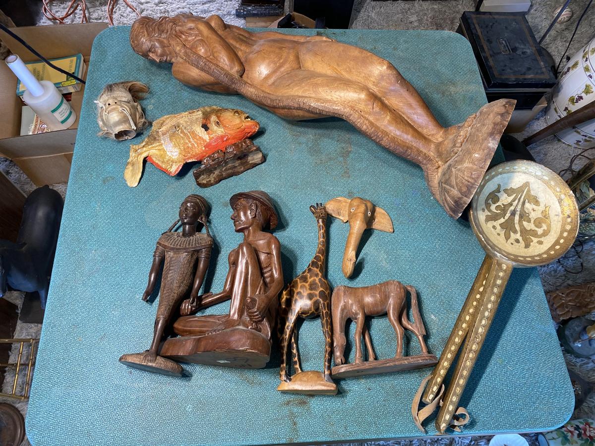 Group lot of Carved Wood, Tribal and International items