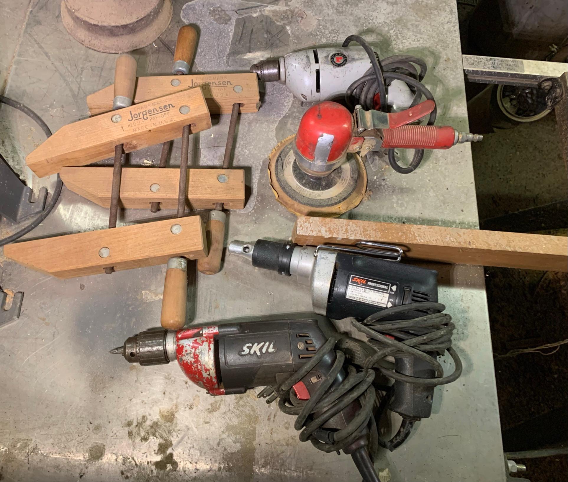 Group of Power, Pneumatic Tools, Clamps & Extension Cords