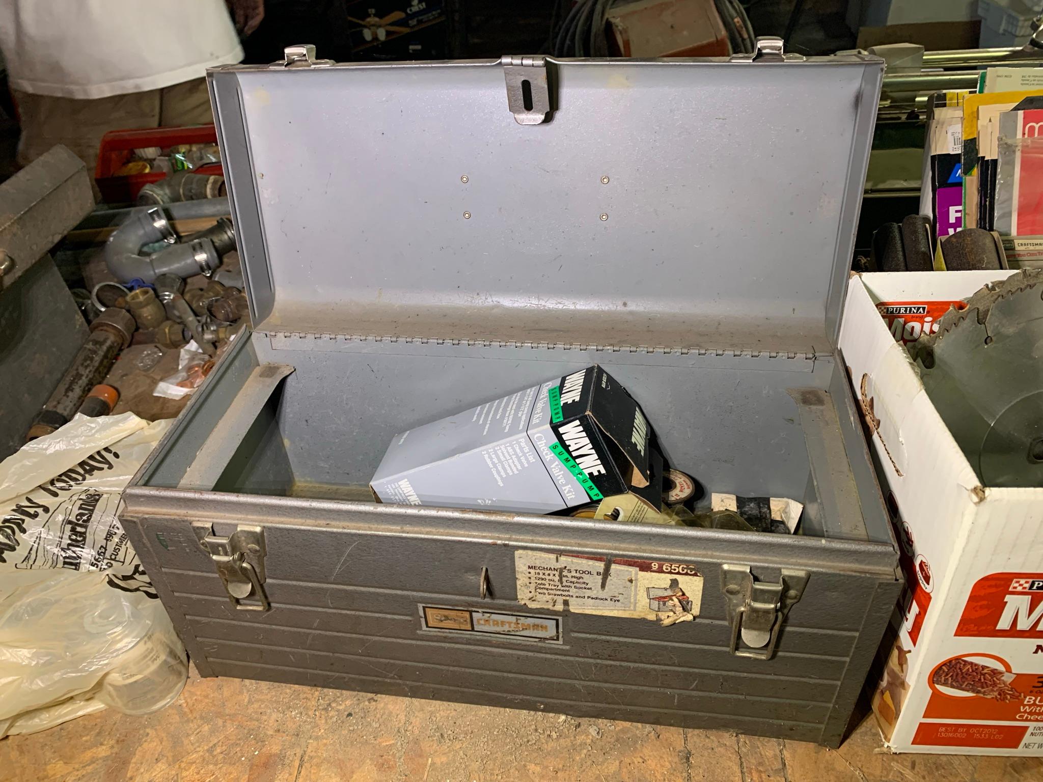 Table Top Clean Out - Copper Brass Plumbing, Pepsi Crate, Saw Blades, Clamps & More