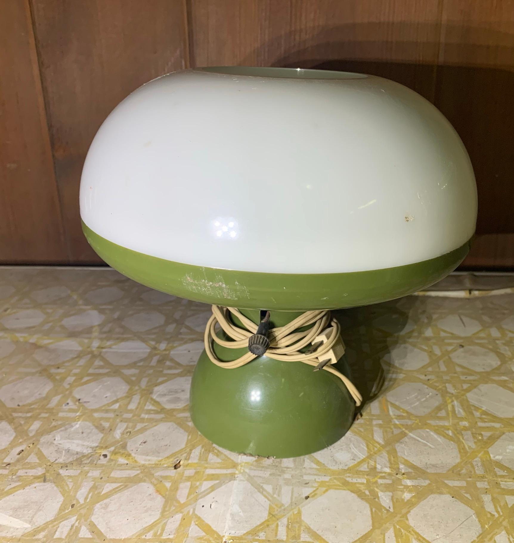 Vintage MCM Avocado Colored Mushroom Lamp
