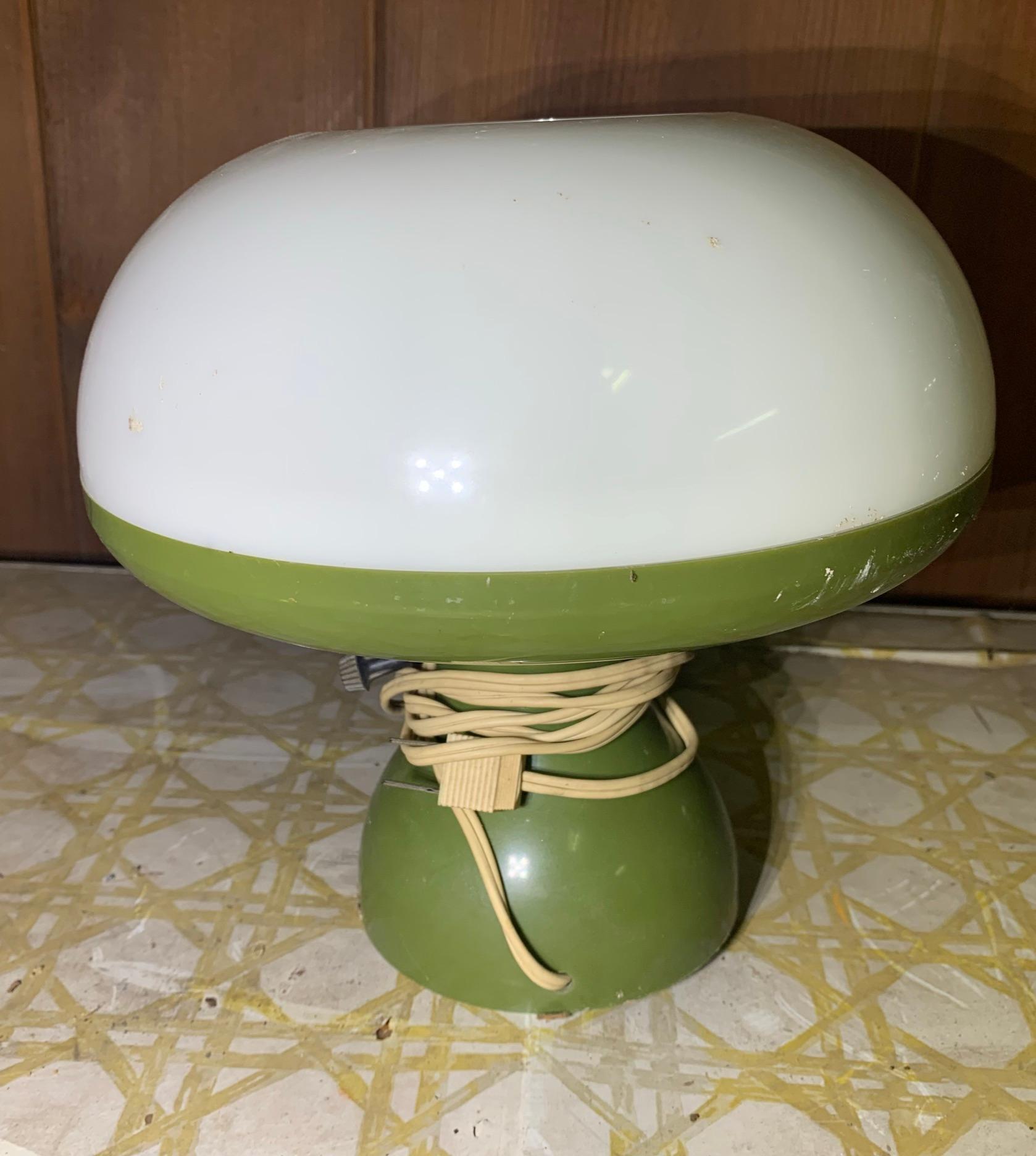 Vintage MCM Avocado Colored Mushroom Lamp