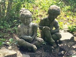 Boy & Girl Cement Statues