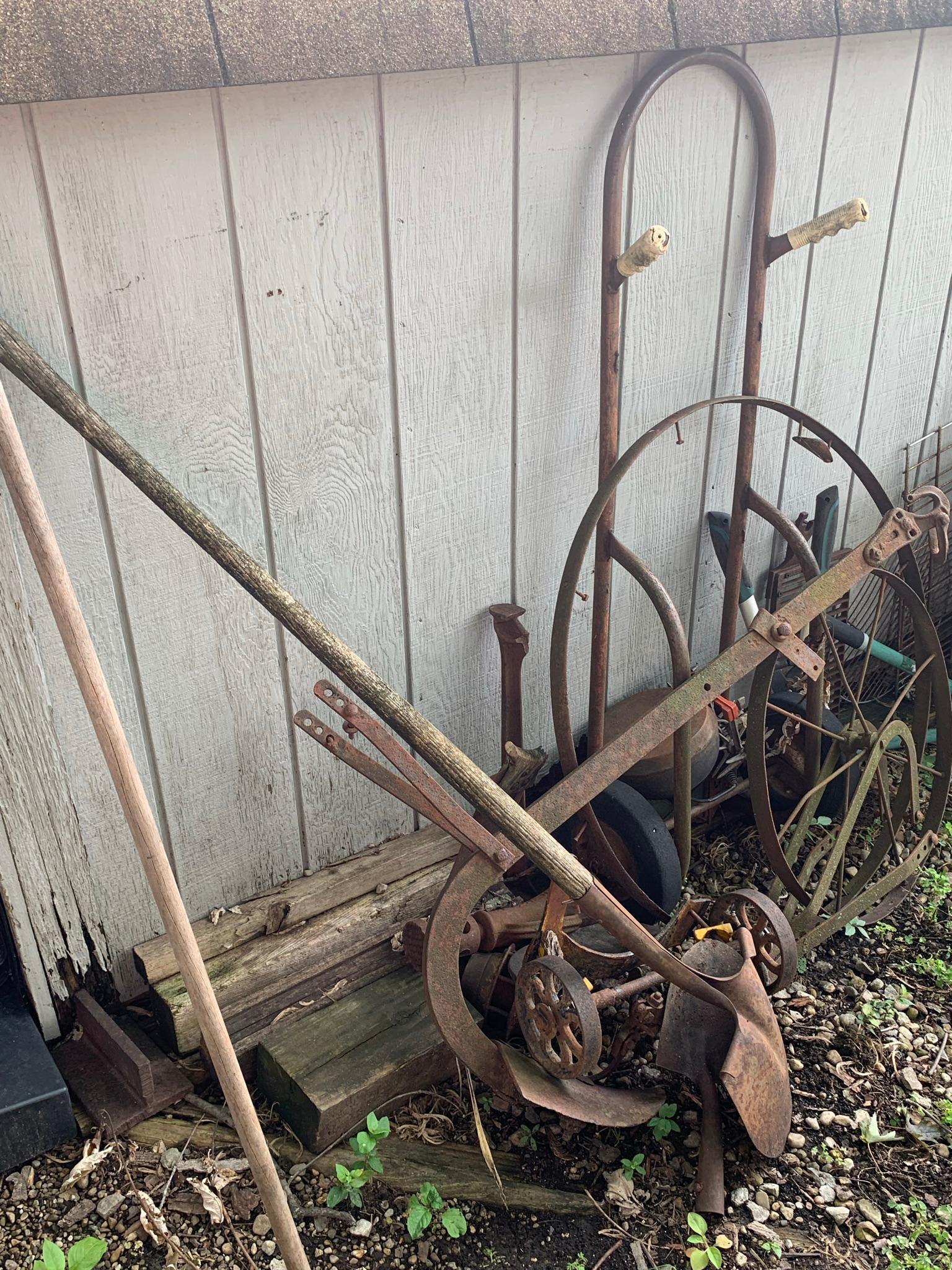 Galvanized Tub, Lawn Wagon, Cast Iron & More.  See Photos