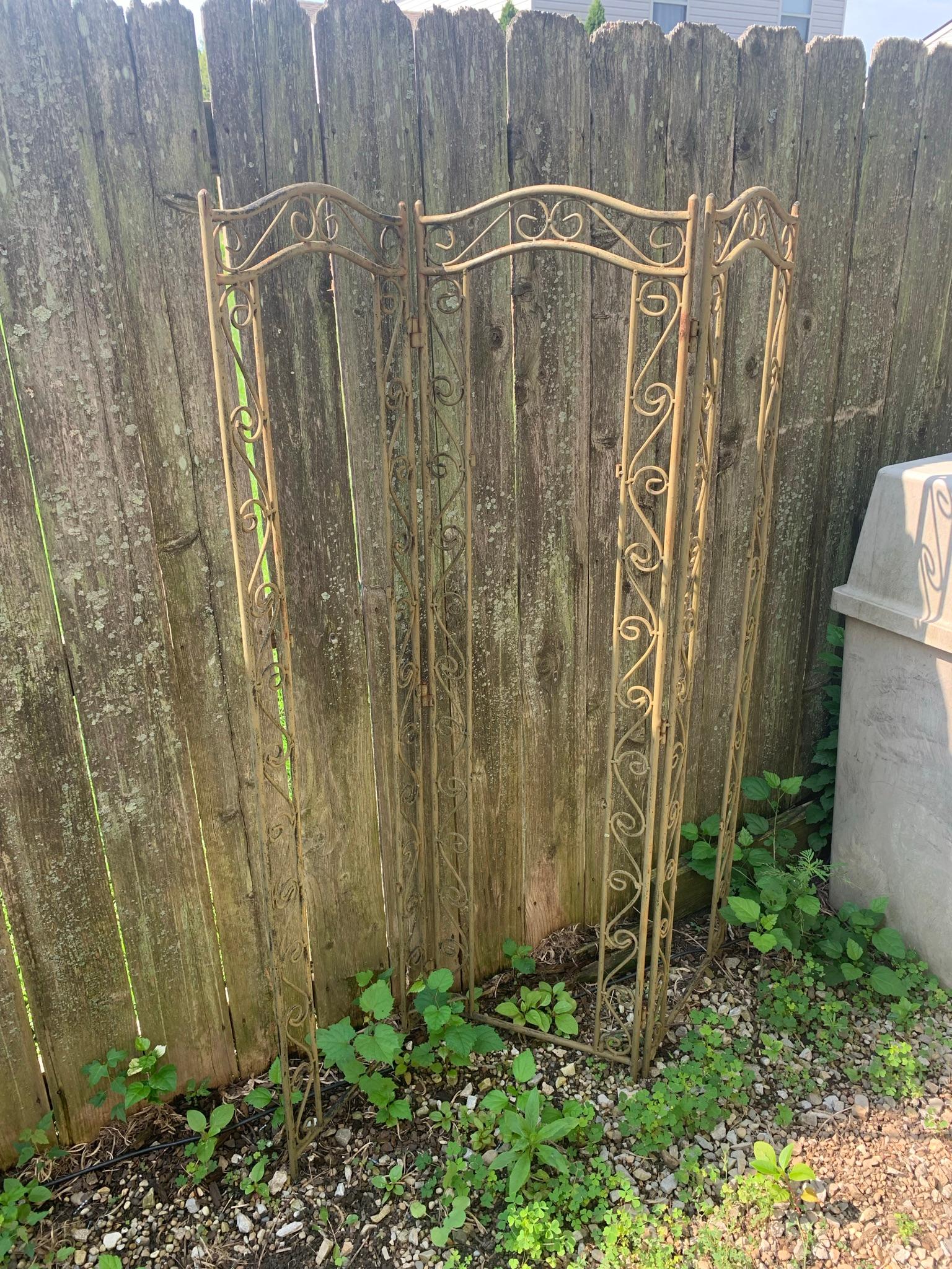 Iron Room Divider & Industrial Trash Can