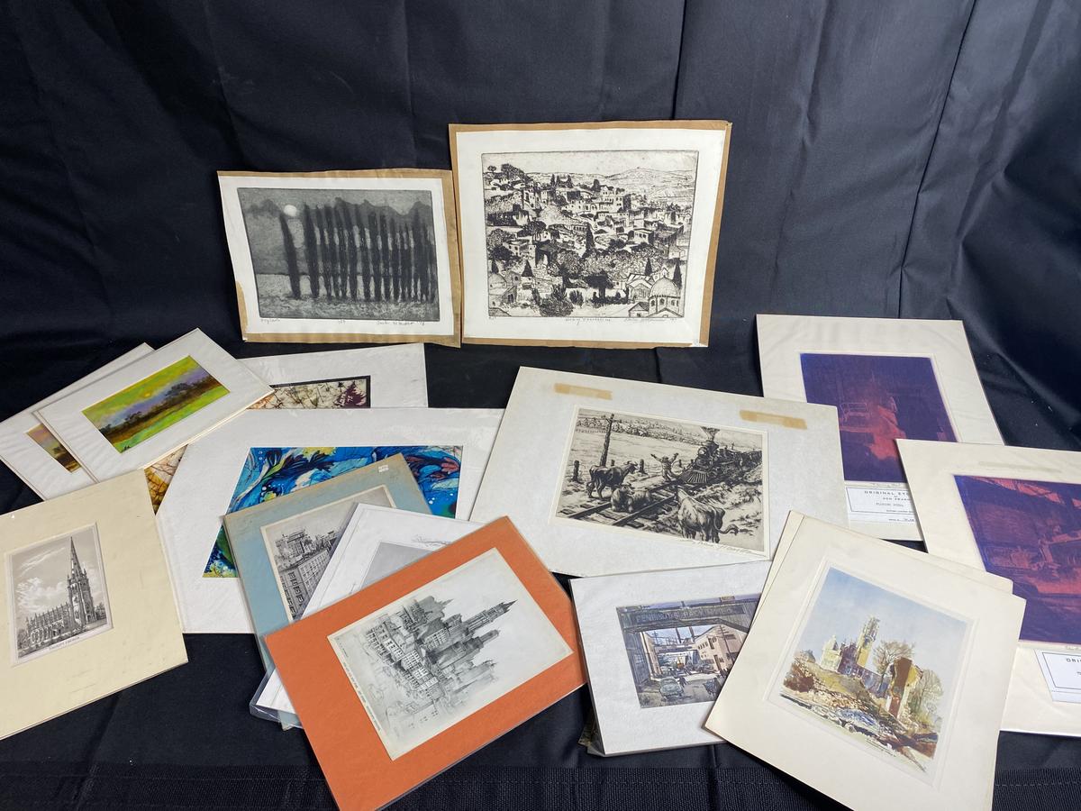 Group lot of assorted prints and etching