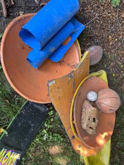 Vintage Croquet Set, sleds, snow scoop