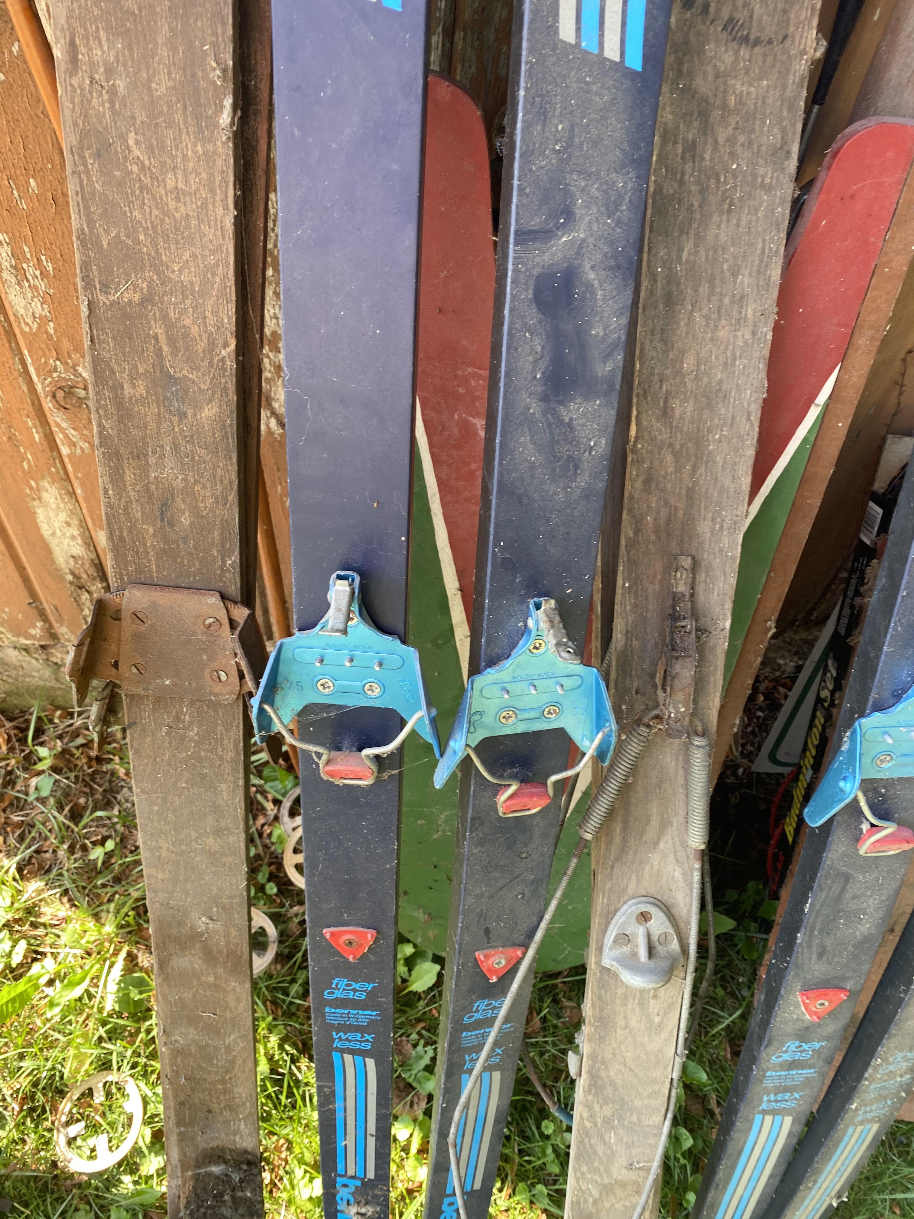 Group lot of assorted skis including wood