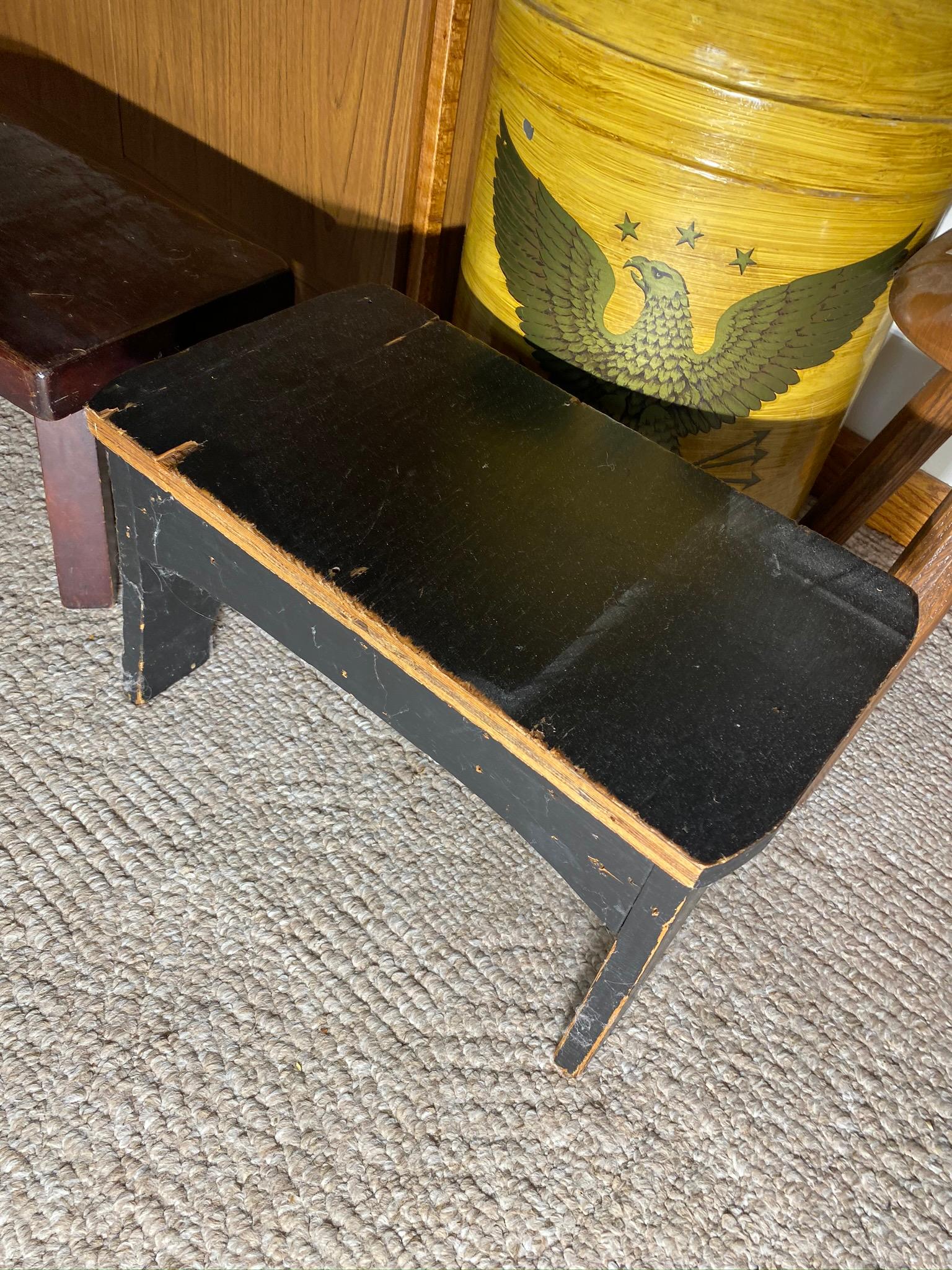 3 stools, milk can and Shawnee planter lot