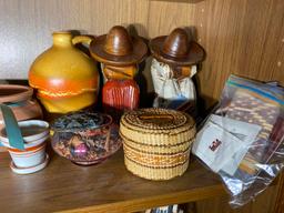 4 Shelves of Figurines, pottery and more