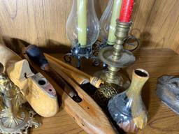 Shelf lot of antiques and more