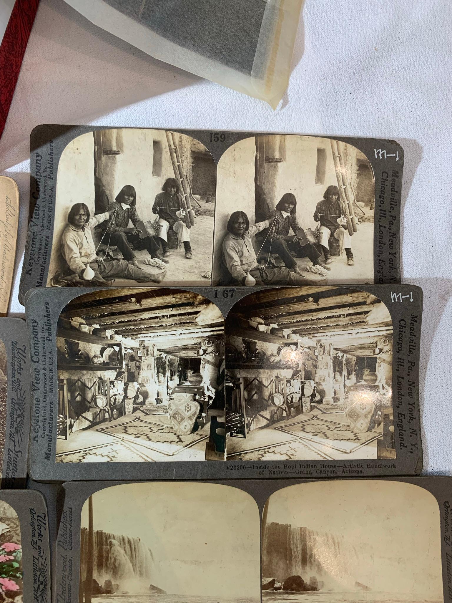 Group lot of Stereoview cards with viewer