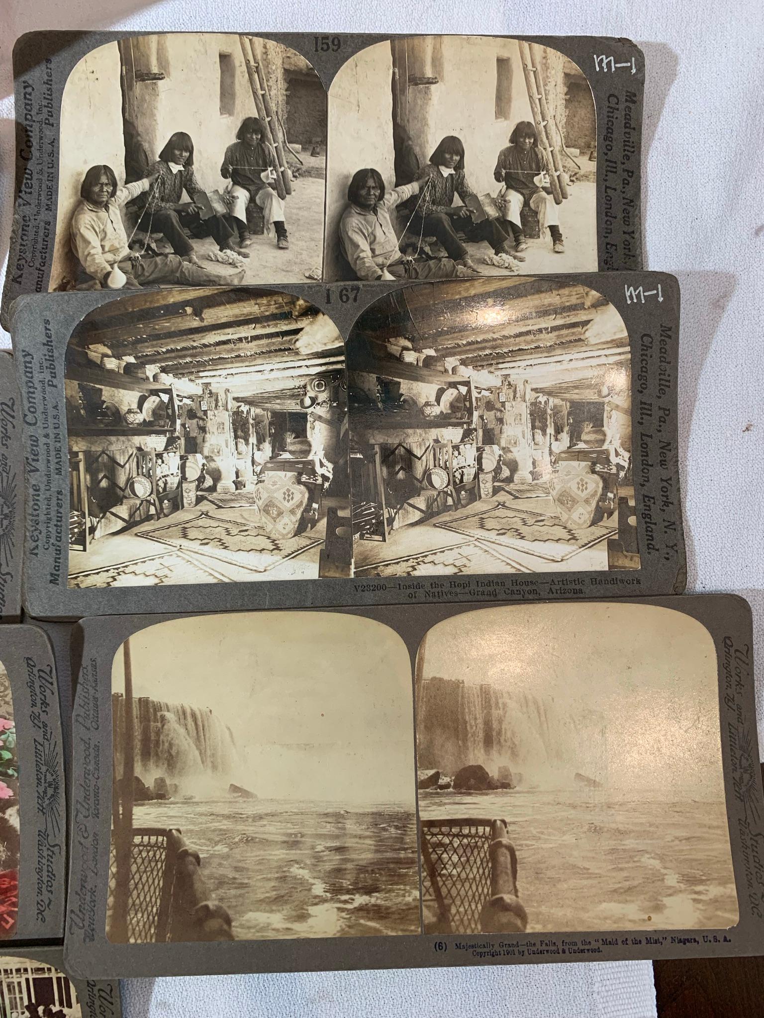 Group lot of Stereoview cards with viewer